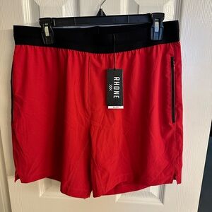 RHONE Red and Black Men's Athletic Shorts